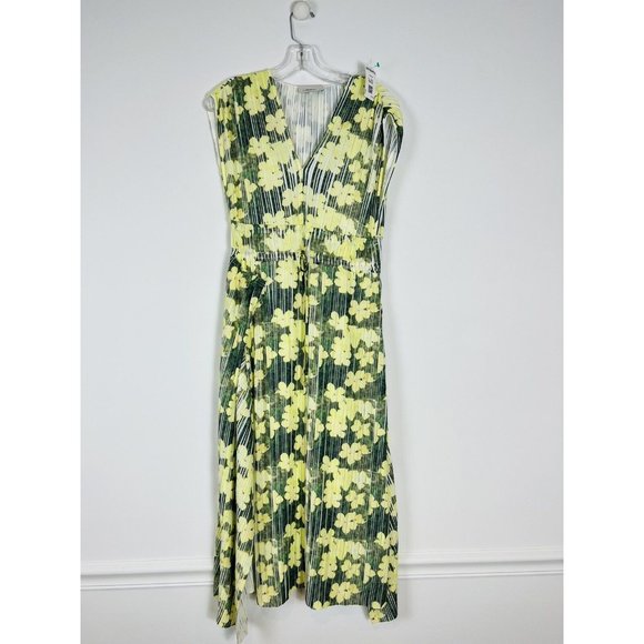 3.1 Phillip Lim Dresses & Skirts - 3.1 Phillip Lim Printed Midi Green Floral Pattern Lined Pleated Size 2 Large